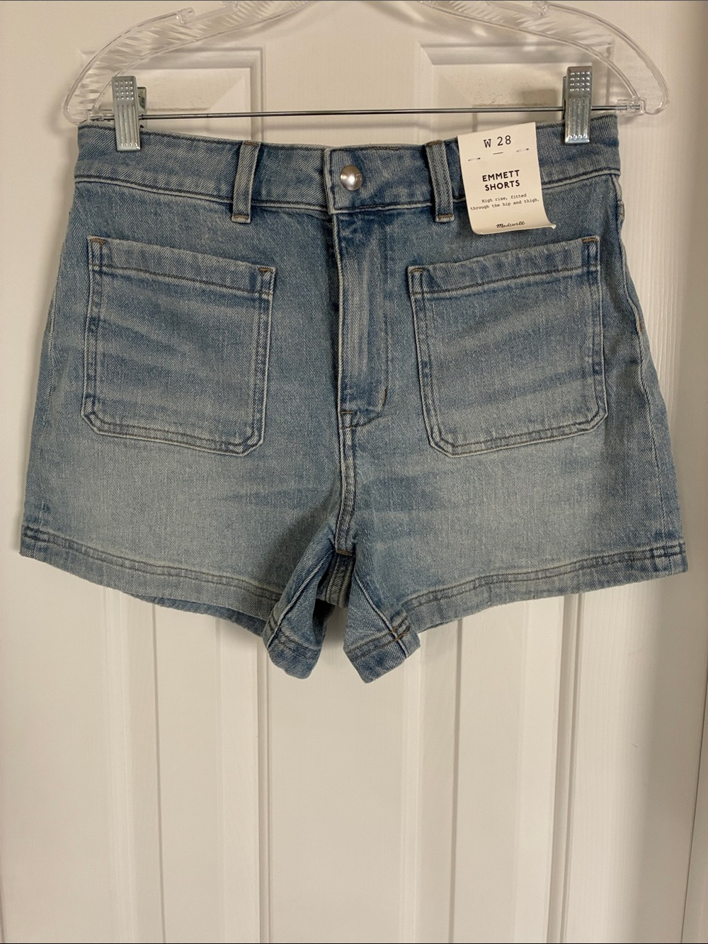 Madewell Light Blue Denim High-Rise Shorts - Picture 1 of 6